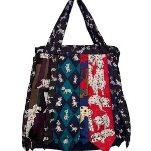 Disney 101 Dalmatians Patchwork Tote Bag purse handcrafted made of silky necktie
